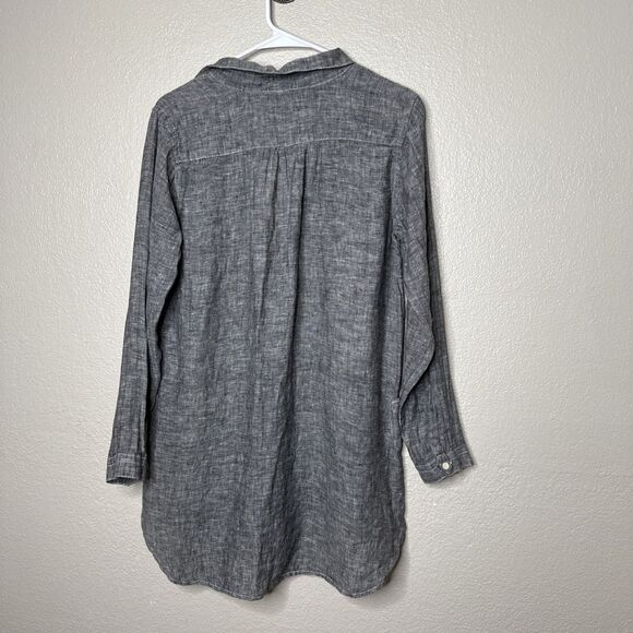 CP Shades 100% Linen Chambray Teton Tunic Blouse Dress Size XS Black Gray Top - Picture 6 of 13